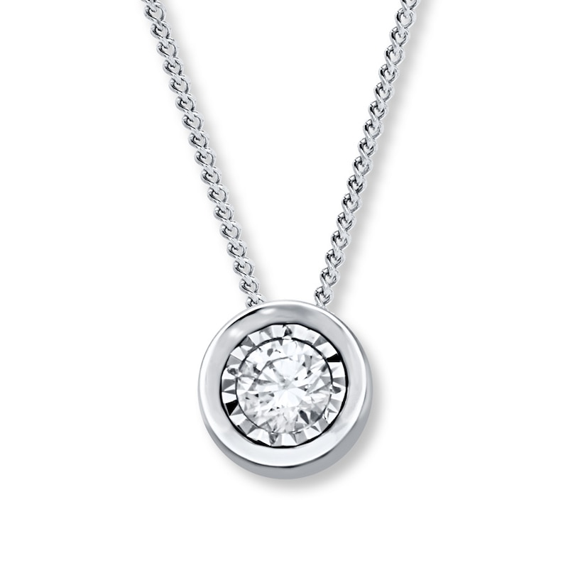 Main Image 1 of Previously Owned Diamond Solitaire Necklace 1/4 ct 10K White Gold (I/I2)
