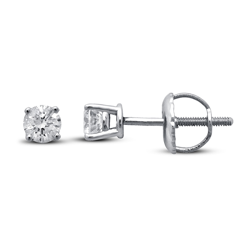 Main Image 1 of Previously Owned Certified Diamond Round-cut Solitaire Earrings 1/2 ct tw 14K White Gold