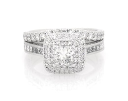 Previously Owned Neil Lane Princess-Cut Diamond Double Halo Bridal Set 2 ct tw 14K White Gold Size 6.5
