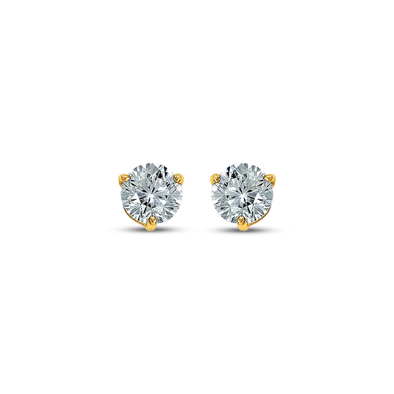 Main Image 2 of Previously Owned THE LEO Diamond Solitaire Earrings 1/2 ct tw Round-cut 14K Yellow Gold