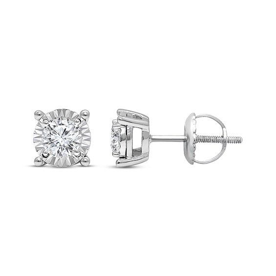 Previously Owned Radiant Reflections Solitaire Diamond Earrings 1 ct tw 10K White Gold (J/I3)