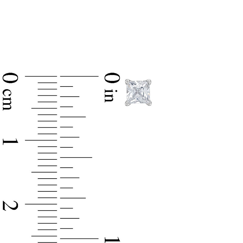 Main Image 3 of Previously Owned Diamond Solitaire Earrings 1/2 ct tw Princess-Cut 14K White Gold (J/I3)