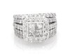 Thumbnail Image 1 of Previously Owned Princess-Cut Quad Diamond Halo Bridal Set 3-7/8 ct tw 14K White Gold Size 6