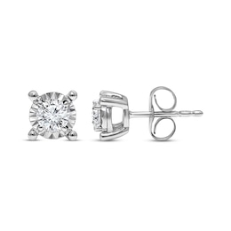 Previously Owned Radiant Reflections Diamond Solitaire Earrings 3/8 ct tw 10K Round-cut White Gold (J/I3)