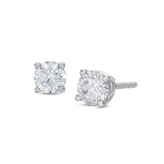 Previously Owned Diamond Solitaire Earrings 1/2 ct tw Round-cut 14K White Gold (J/I2)