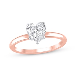 Previously Owned Lab-Grown Diamonds Heart-Shaped Solitaire Engagement Ring 1 ct tw 14K Rose Gold (F/SI2) (F/SI2)