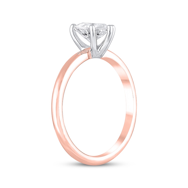 Main Image 2 of Previously Owned Lab-Grown Diamonds Heart-Shaped Solitaire Engagement Ring 1 ct tw 14K Rose Gold (F/SI2) (F/SI2)