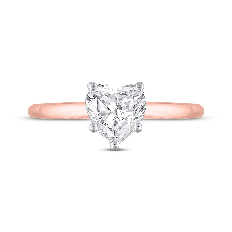 Main Image 3 of Previously Owned Lab-Grown Diamonds Heart-Shaped Solitaire Engagement Ring 1 ct tw 14K Rose Gold (F/SI2) (F/SI2)