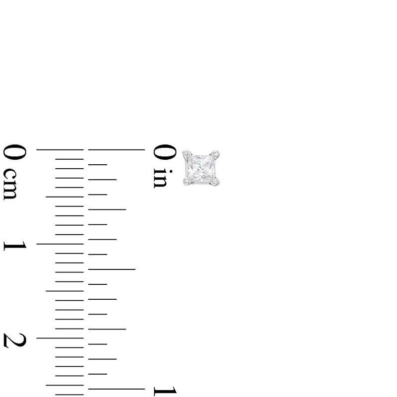 Main Image 3 of Previously Owned Certified Diamond Solitaire Earrings 1/4 ct tw Princess-cut 14K White Gold (J/I1)