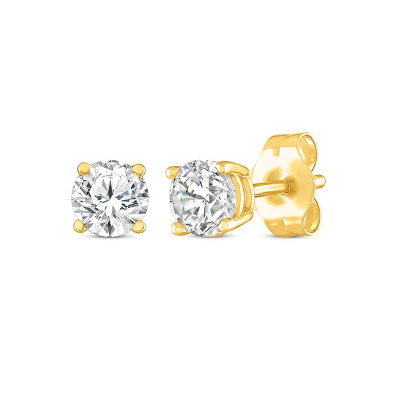 Previously Owned Diamond Solitaire Earrings 1/2 ct tw Round-cut 14K Yellow Gold