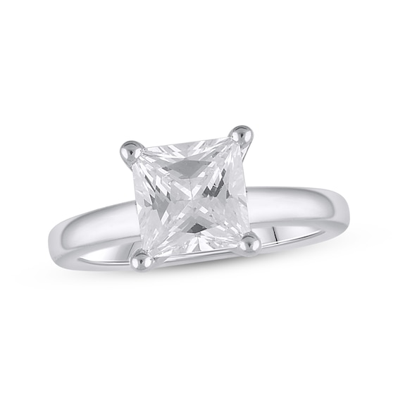 Previously Owned Lab-Grown Diamonds Princess-Cut Solitaire Engagement Ring 2 ct tw 14K White Gold (F/SI2