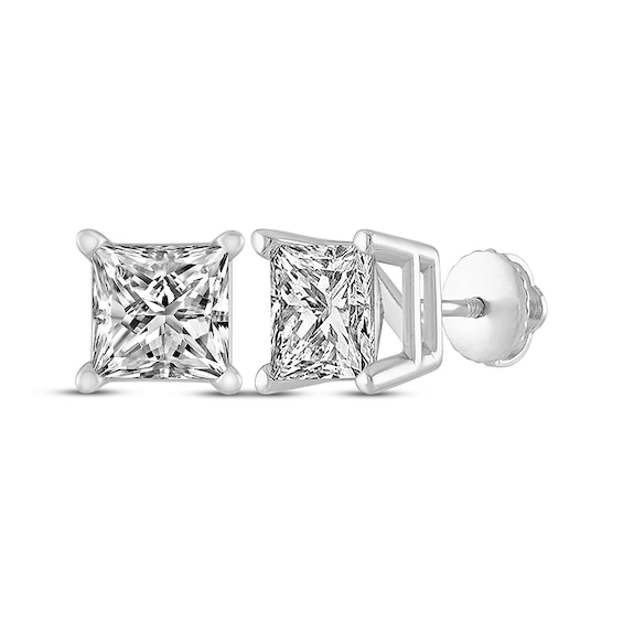 Previously Owned Diamond Solitaire Earrings 1-1/2 ct tw Princess-cut 14K White Gold