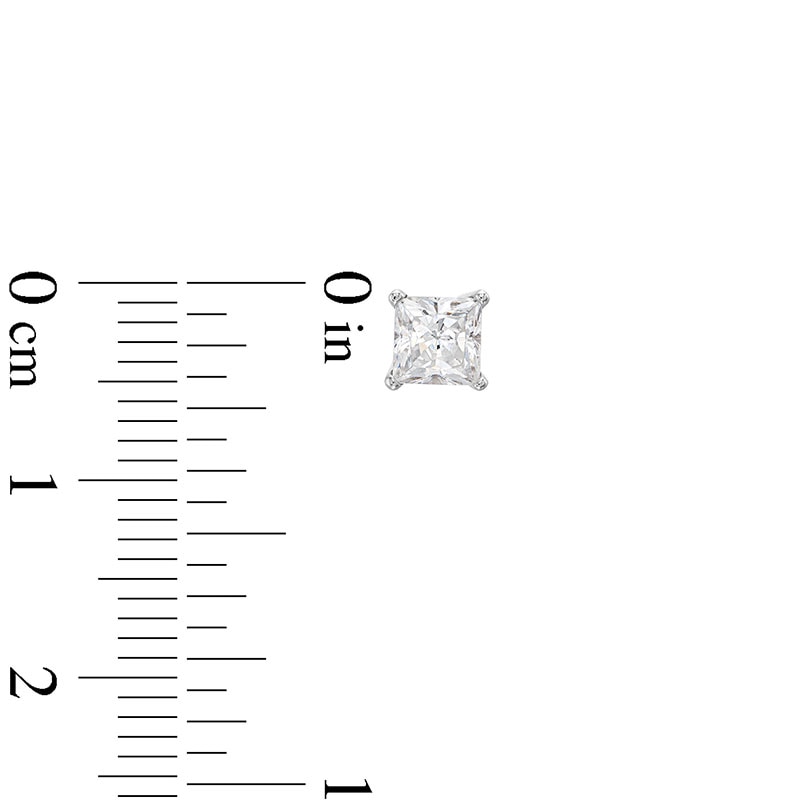 Main Image 3 of Previously Owned KAY Lab-Grown Diamonds Princess-Cut Solitaire Stud Earrings 1 ct tw 14K White Gold (F/VS2)