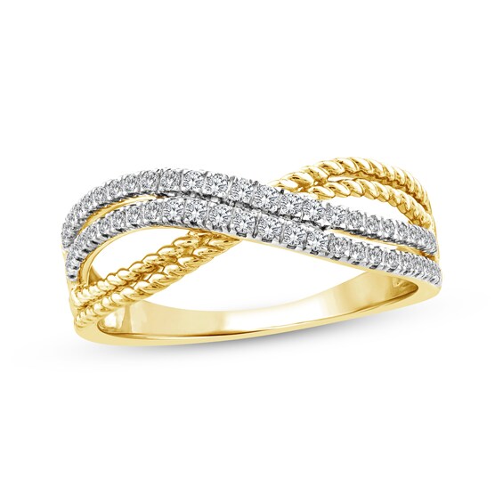 Previously Owned Threads of Love Diamond Crossover Ring 1/4 ct tw 10K Yellow Gold