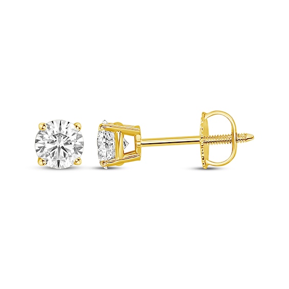 Previously Owned Certified Round-Cut Diamond Solitaire Stud Earrings 1/2 ct tw 14K Yellow Gold (I/I1)