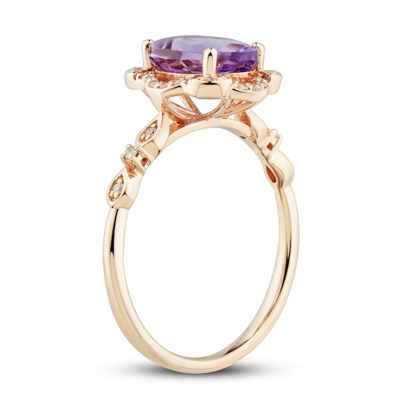 Main Image 2 of Previously Owned Amethyst Ring 1/8 ct tw Diamonds 10K Rose Gold