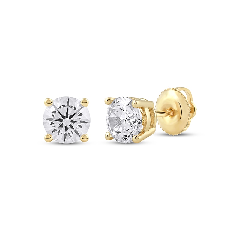 Main Image 1 of Previously Owned KAY Lab-Grown Diamonds Round-Cut Solitaire Stud Earrings 1-1/2 ct tw 14K Yellow Gold (F/VS2)
