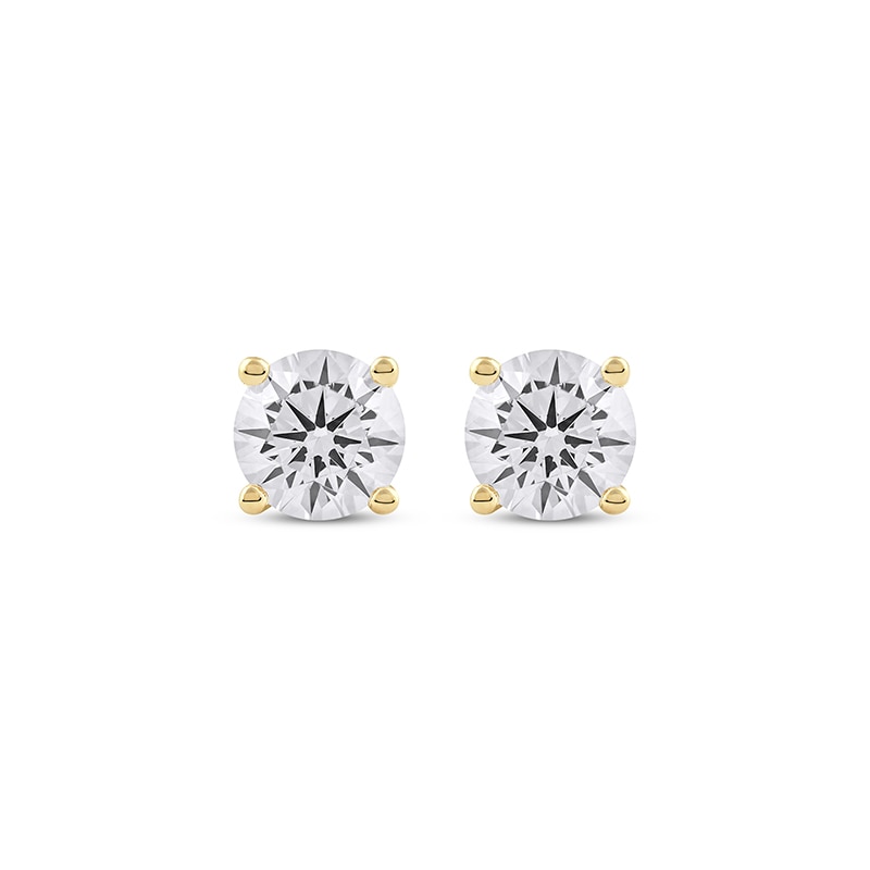 Main Image 2 of Previously Owned KAY Lab-Grown Diamonds Round-Cut Solitaire Stud Earrings 1-1/2 ct tw 14K Yellow Gold (F/VS2)