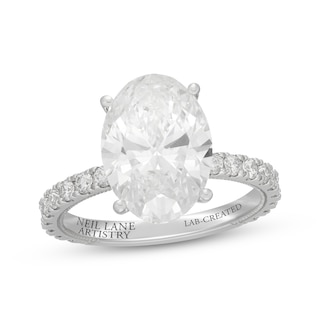 Previously Owned Neil Lane Artistry Oval-Cut Lab-Grown Diamond Engagement Ring 5-5/8 ct tw 14K White Gold