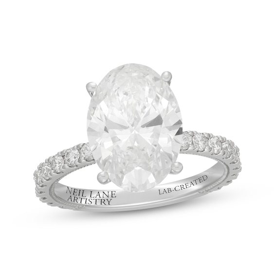 Previously Owned Neil Lane Artistry Oval-Cut Lab-Grown Diamond Engagement Ring 5-5/8 ct tw 14K White Gold