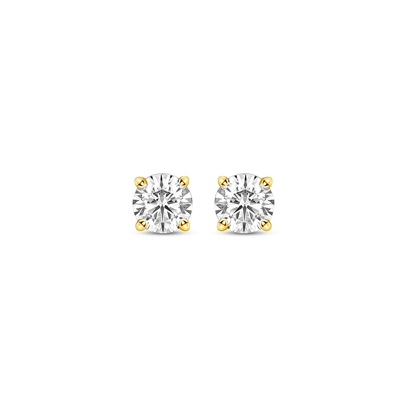 Main Image 2 of Previously Owned Certified Round-Cut Diamond Solitaire Stud Earrings 1/4 ct tw 14K Yellow Gold (I/I1)
