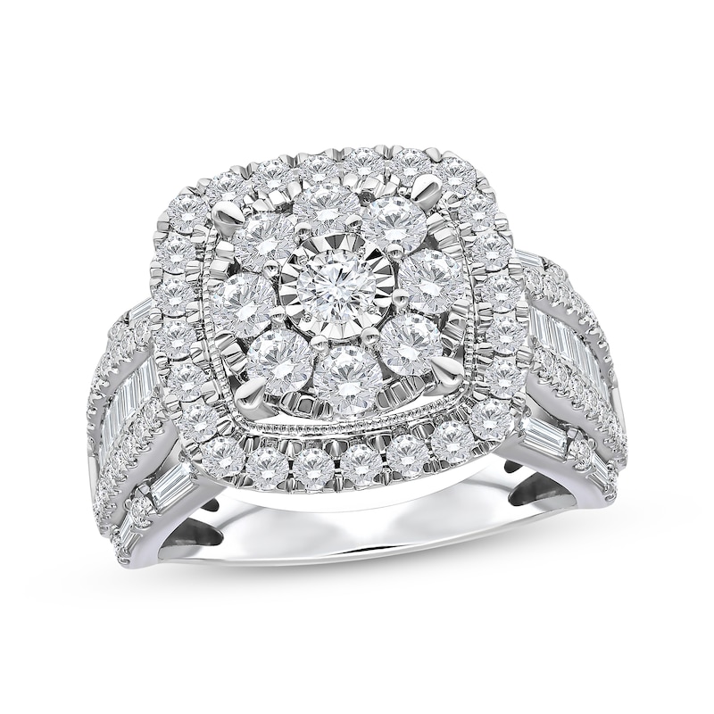 Main Image 1 of Previously Owned Multi-Diamond Cushion-Shaped Halo Engagement Ring 2 ct tw 10K White Gold