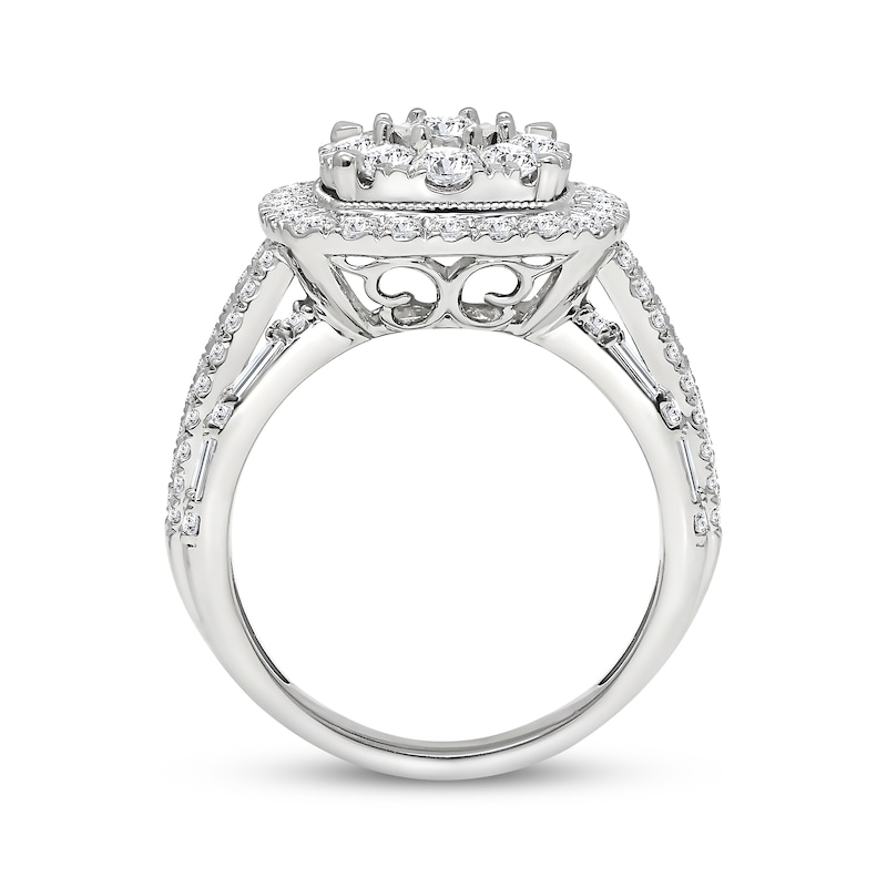 Main Image 2 of Previously Owned Multi-Diamond Cushion-Shaped Halo Engagement Ring 2 ct tw 10K White Gold