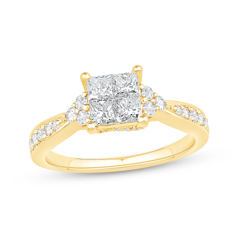 Main Image 1 of Previously Owned Princess-Cut Diamond Engagement Ring 1 ct tw 14K Yellow Gold