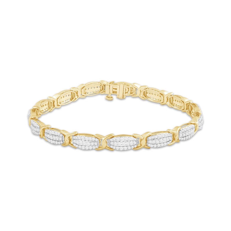 Main Image 1 of Previously Owned Diamond Ellipse Link Bracelet 2 ct tw 10K Yellow Gold 7.25"