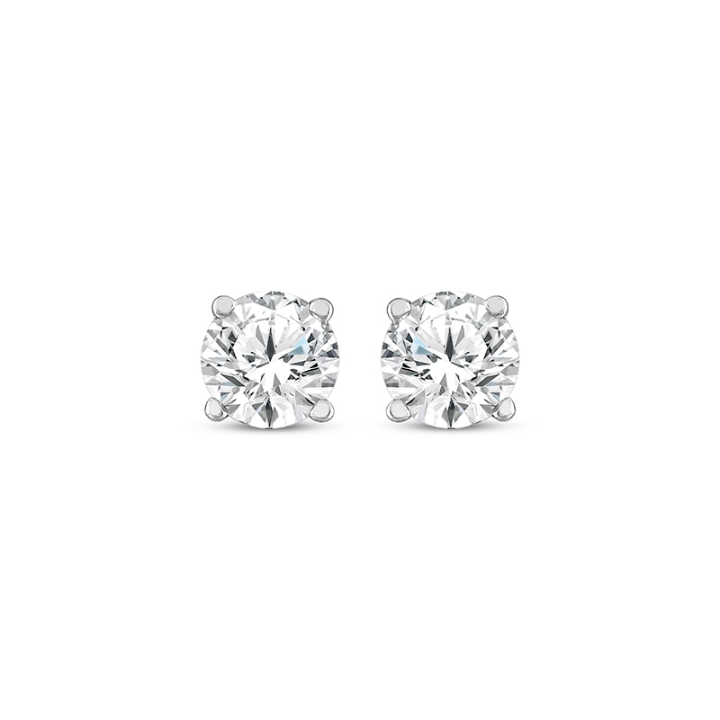 Main Image 2 of Previously Owned Round-Cut Diamond Solitaire Stud Earrings 1/2 ct tw 10K White Gold (I/I3)