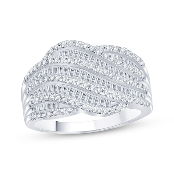 Previously Owned Diamond Multi-Row Bypass Fashion Ring 1 ct tw 10K White Gold