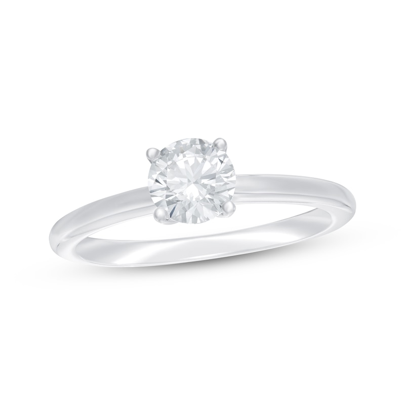 Main Image 1 of Previously Owned Round-Cut Lab-Grown Diamond Solitaire Engagement Ring 3/4 ct tw 14K White Gold (F/SI2)