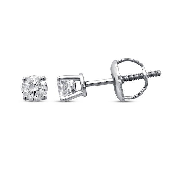 Previously Owned Certified Diamond Round-cut Solitaire Earrings 1/2 ct tw 14K White Gold