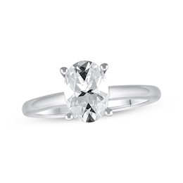 Previously Owned Lab-Grown Diamonds Oval-Cut Solitaire Engagement Ring 1-1/2 ct tw 14K White Gold (F/SI2)