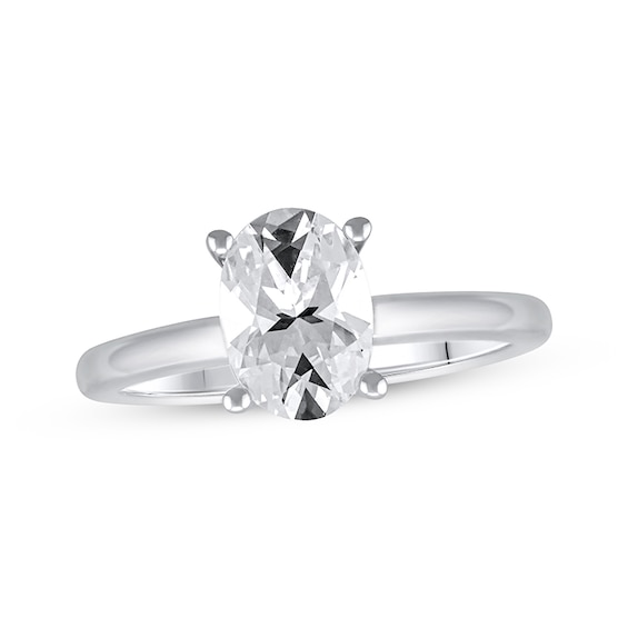 Previously Owned Lab-Grown Diamonds Oval-Cut Solitaire Engagement Ring 1-1/2 ct tw 14K White Gold (F/SI2)
