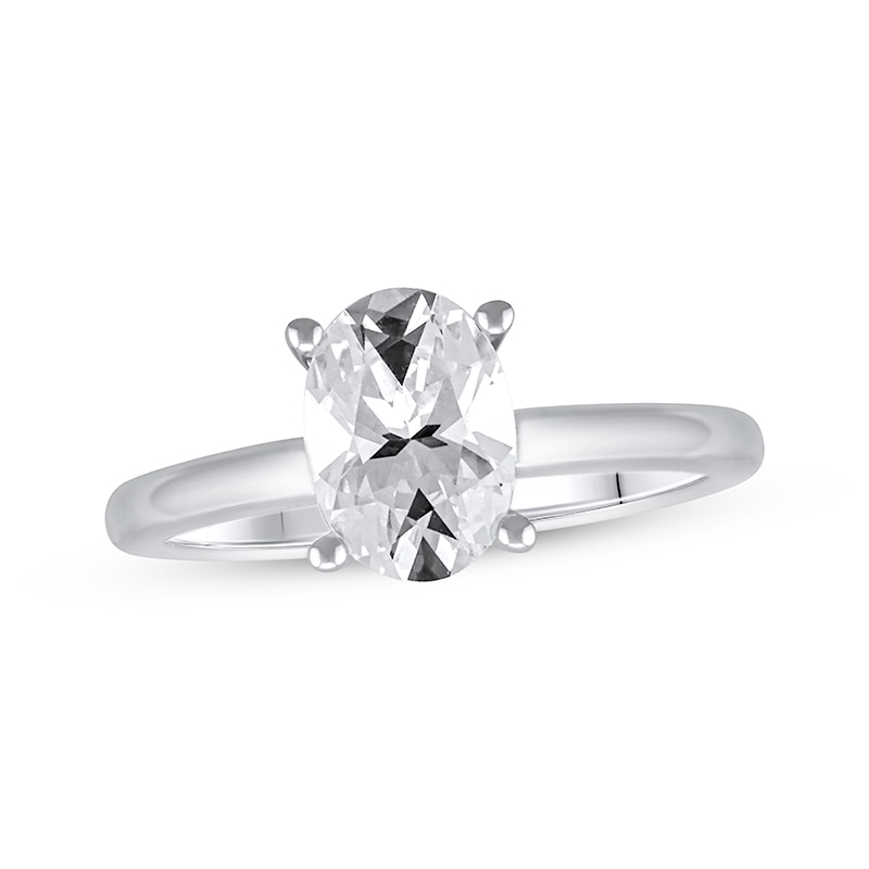 Main Image 1 of Previously Owned Lab-Grown Diamonds Oval-Cut Solitaire Engagement Ring 1-1/2 ct tw 14K White Gold (F/SI2)