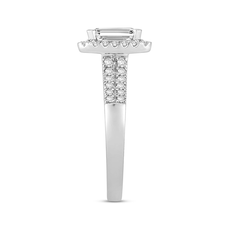Main Image 2 of Previously Owned Lab-Grown Diamonds Emerald-Cut Engagement Ring 2-1/3 ct tw 14K White Gold