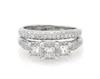 Thumbnail Image 1 of Previously Owned Princess-Cut Diamond Three-Stone Bridal Set 1-1/3 ct tw 14K White Gold Size 7.25