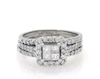 Thumbnail Image 1 of Previously Owned Princess-Cut Quad Diamond Halo Bridal Set 1-3/8 ct tw 14K White Gold Size 8.5