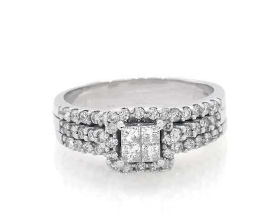 Previously Owned Diamond Bridal Set 3/4 ct tw Princess-cut 14K White Gold 6