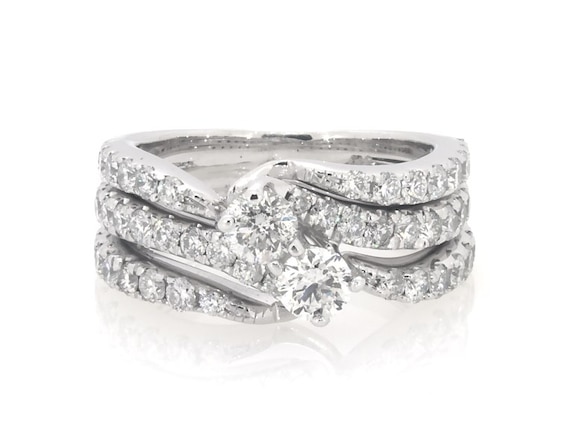 Previously Owned Ever Us Round-Cut Diamond Two-Stone Bridal Set -/8 ct tw 14K White Gold Size 5