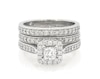 Thumbnail Image 1 of Previously Owned THE LEO Diamond Princess-Cut Halo Bridal Set 1-1/5 ct tw 14K White Gold Size 6.75