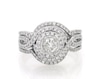 Thumbnail Image 1 of Previously Owned Round-Cut Diamond Halo Bridal Set 1-5/8 ct tw 14K White Gold Size 10.5