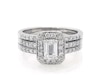 Thumbnail Image 1 of Previously Owned Emerald-Cut Diamond Bridal Set 1-1/5 ct tw 14K White Gold Size 6.5