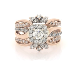 Previously Owned Round-Cut Diamond Bridal Set 1 ct tw 14K Two-Tone Gold Size 5
