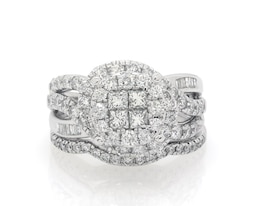 Previously Owned Princess-Cut Quad Diamond Bridal Set 2-1/8 ct tw 14K White Gold Size 7.25