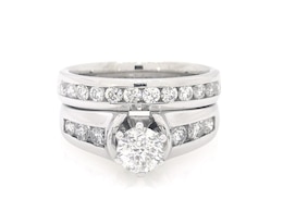 Previously Owned Round-Cut Diamond Bridal Set 1-3/8 ct tw 14K White Gold Size 6.75