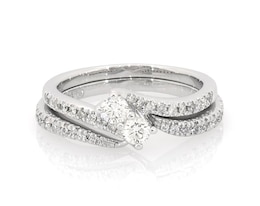 Previously Owned Ever Us Round-Cut Diamond Two-Stone Bridal Set 3/4 ct tw 14K White Gold Size 8.5