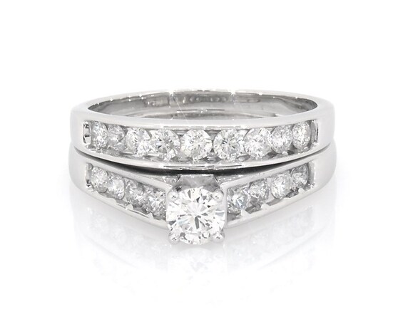 Previously Owned Round-Cut Diamond Bridal Set 1-3/8 ct tw 14K White Gold Size 10.25
