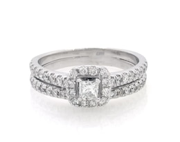 Previously Owned Neil Lane Princess-Cut Diamond Halo Bridal Set 1 ct tw 14K White Gold Size 9